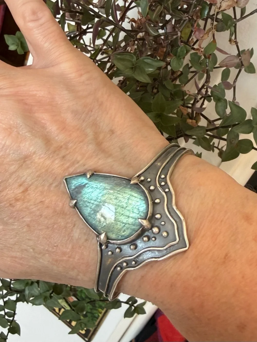 Acid Queen Labradorite Cuff Bracelet - Picture 2 of 6